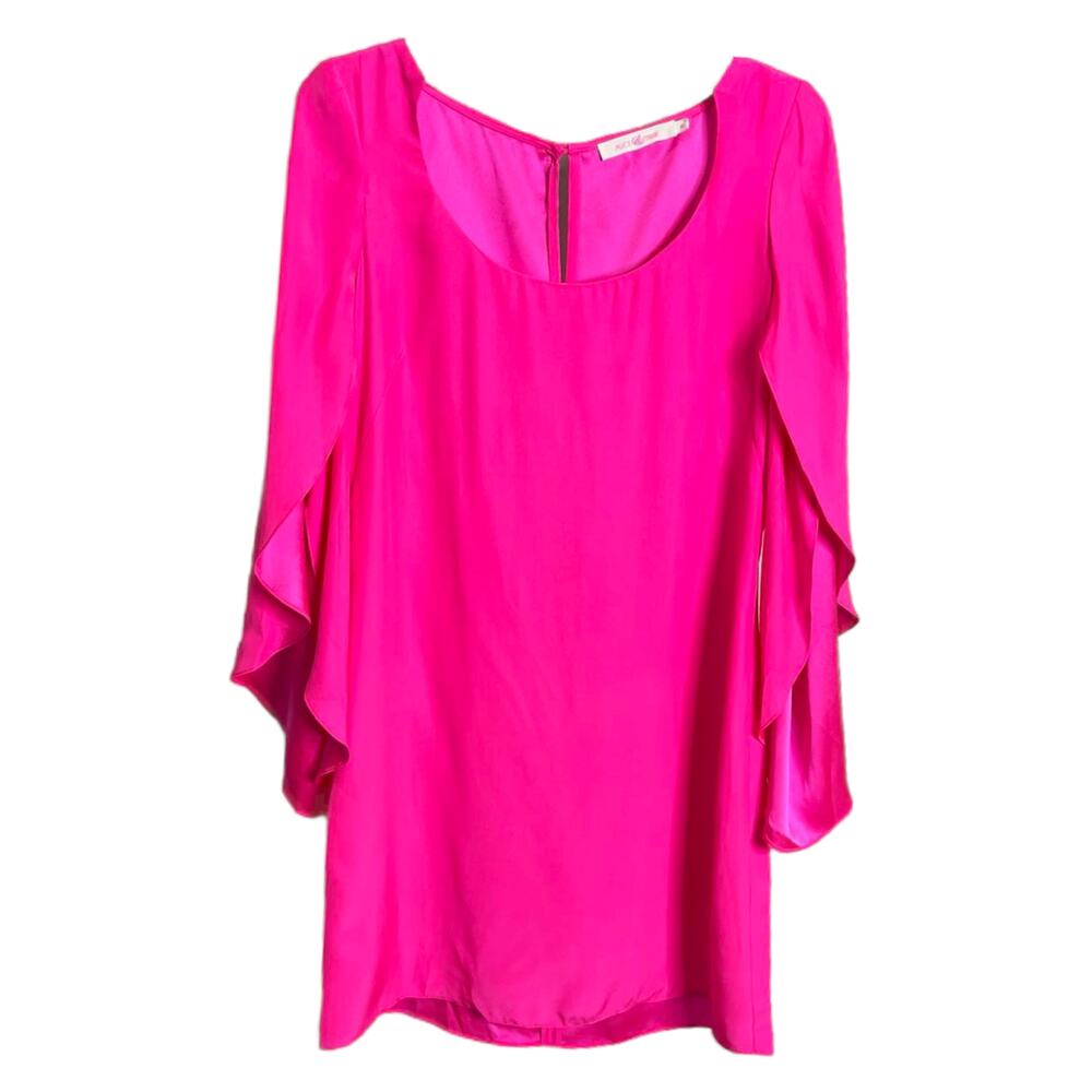 Alice + Trixie Hot Pink Silk Split Flutter Sleeve Tunic Dress XS‎